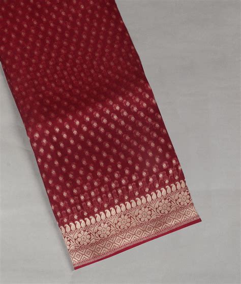 Buy Maroon Banaras Organza Saree T399850