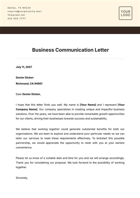 Free Communications Letter Templates, Editable and Printable
