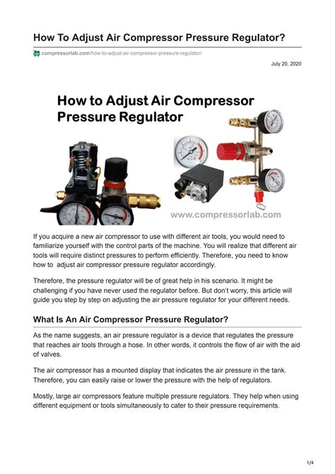 How To Adjust Air Compressor Pressure Regulator at Donte Galiano blog