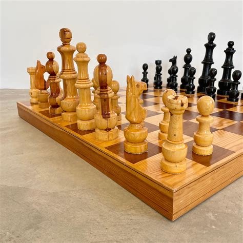 Oversized Wooden Chess Set, 1980s USSR For Sale at 1stDibs