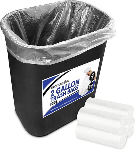Stock Your Home 2 Gallon Clear Trash Bag (200 Pack) - Un-Scented Small ...