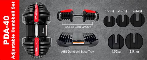 Buy PowerMax Fitness PDA-40 Pro-Adjustable Dumbbell 5KG - 40KG Quick ...