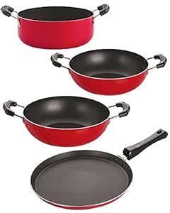 Buy Nirlon 3 Layer Coated Non Stick Aluminium Pots and Pans Cooking ...