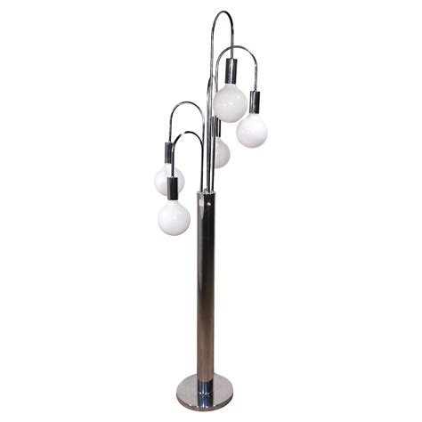 Chrome Fountain Style Five Light Floor Lamp att. to Sonneman c 1960/70 ...