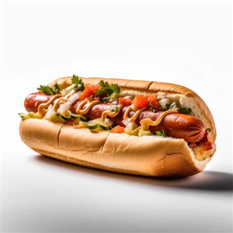 Hot dog on a white background | Premium AI-generated image