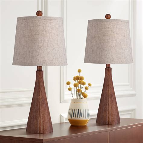 Wooden Mid Century Lamps Pair Mid Century Modern Teak Wood Kagan Style