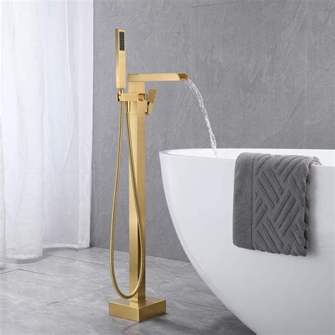 Bathroom Faucets Freestanding Floor Mount Tub Faucet Bathtub with Hand ...