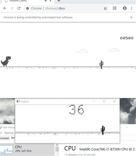 Python Bot for Chrome Dino Game 的图像结果