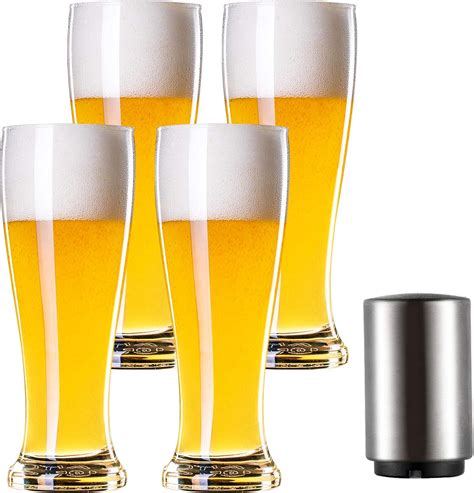 Amazon.com | NC Pilsner Craft Beer Glasses with Beer Bottle Opener 16oz ...