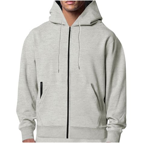 Cotton Zip Up Hoodie for Men Fall Winter Casual Jacket with Hood ...