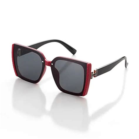 Rapture | Black & Red Large Full Rim Square Sunglasses for Women [UV-p