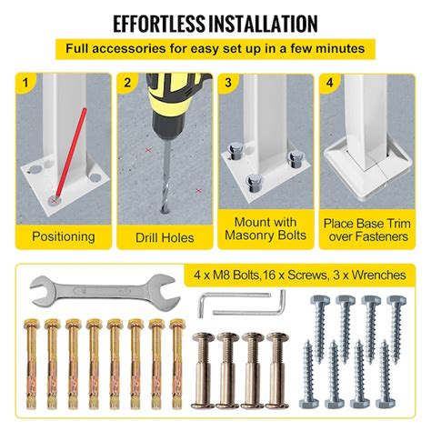 VEVOR 2-ft x 42-in White Steel Deck Stair Rail Kit in the Deck Railing ...