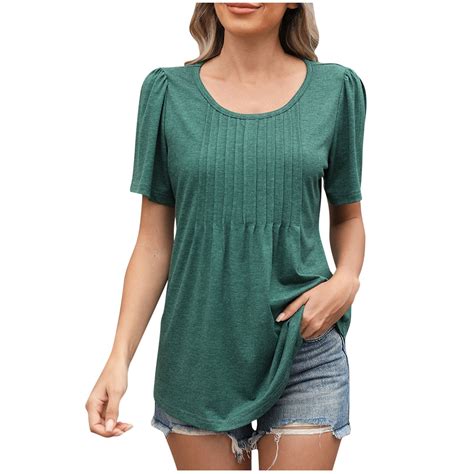 JUUYY Womens Summer Casual Puff Short Sleeve T-Shirts Square Neck ...