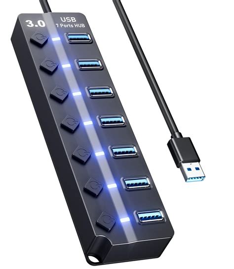 Verilux® USB Hub 3.0 for PC Multiport Adapter with 7 USB Ports High ...