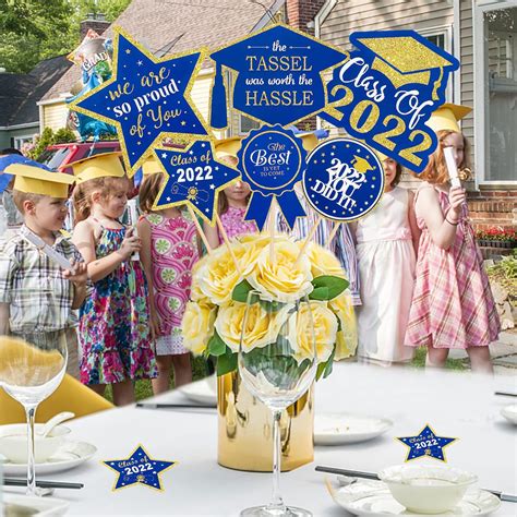 Buy 30Pcs Blue Graduation Table Centerpieces Sticks, Graduation Party ...