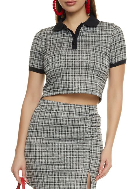 Printed Cropped Polo Shirt