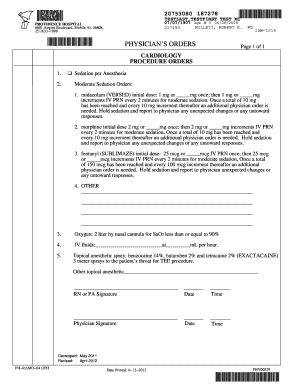 Fillable Online support providencehospital CARDIOLOGY PROCEDURE ORDERS ...