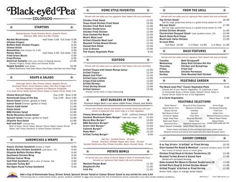 Black-eyed Pea menu in Northglenn, Colorado, USA