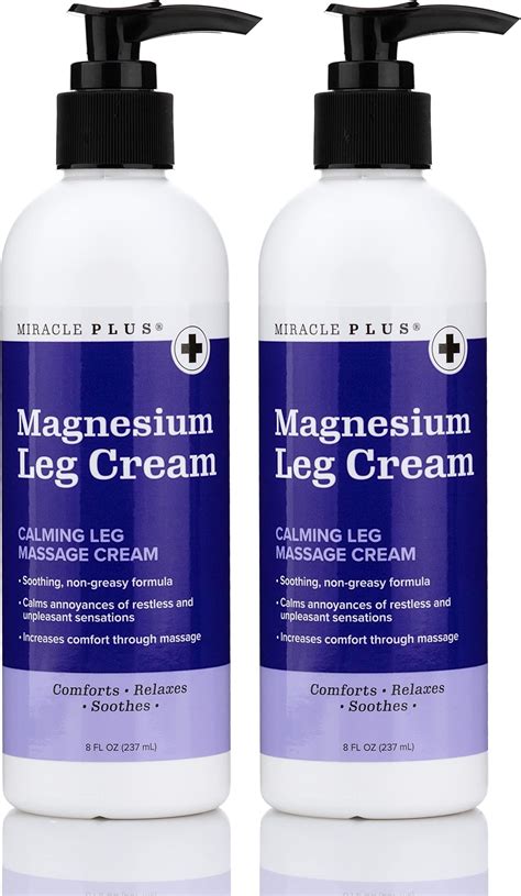 Amazon.com : Miracle Plus Magnesium Cream For Leg Relief | Magnesium Lotion Calming Leg Cream ...