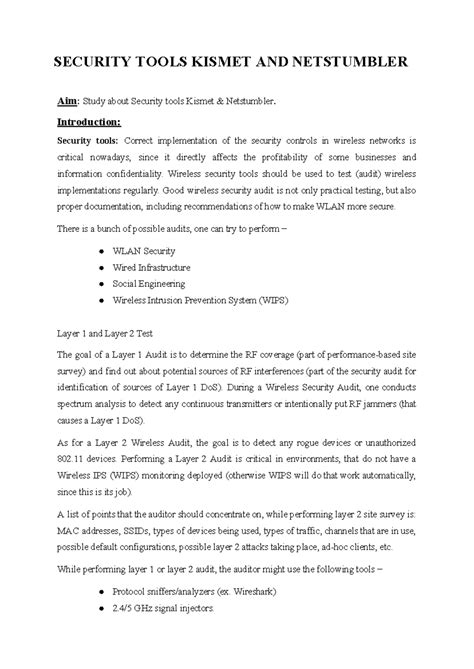 security tools Kismet - Introduction: Security tools: Correct ...