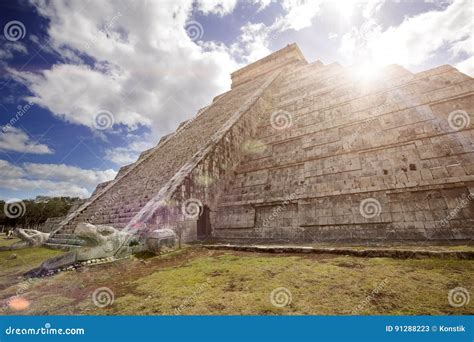 Famous El Castillo Pyramid the Kukulkan Temple, Feathered Serpent ...