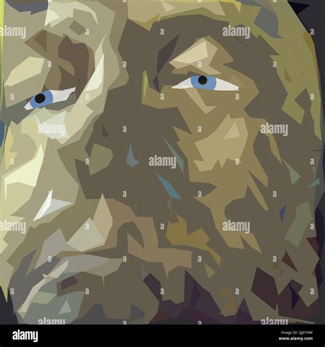 Abstract painting. Old man's face in muted green colors. 3D rendering ...