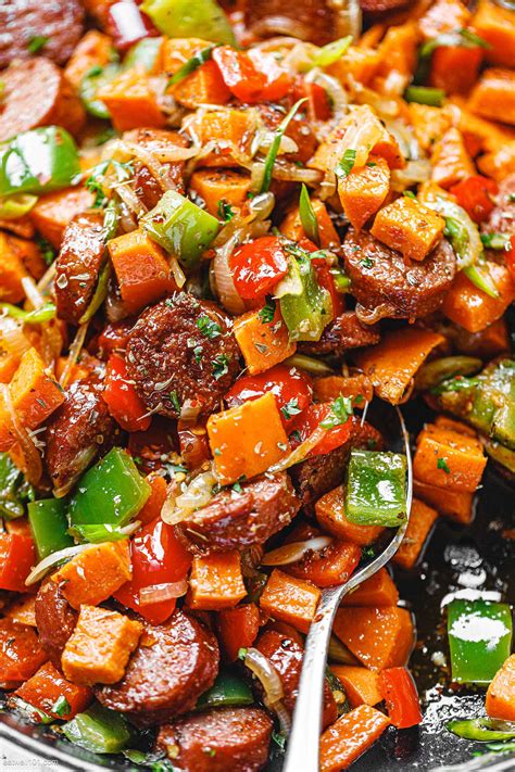Smoked Sausage Recipe – Sausage and Sweet Potato Stir-Fry — Eatwell101