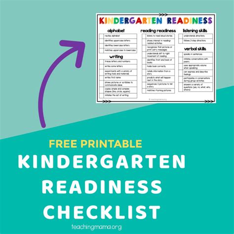 Kindergarten Readiness Checklist - Teaching Mama