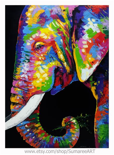Elephant Painting Oil Canvas