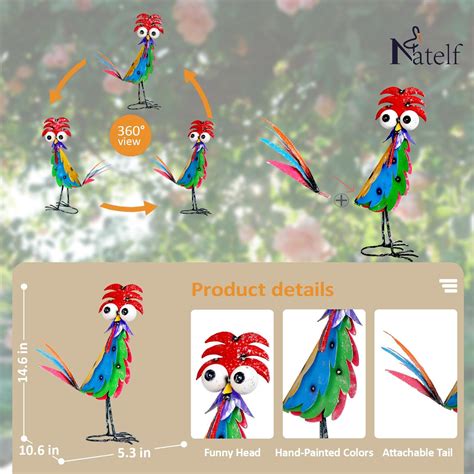 Natelf Outdoor Wacky Metal Rooster Yard Statue India | Ubuy