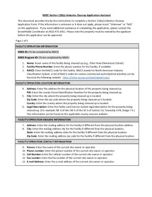 Fillable Online NDEE Section 128(a) Asbestos Cleanup Application ...