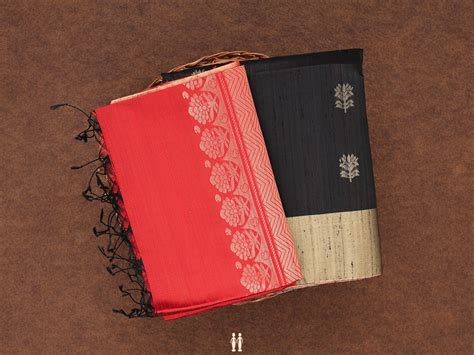 Floral Buttas Black Raw Silk Unstitched Salwar Material