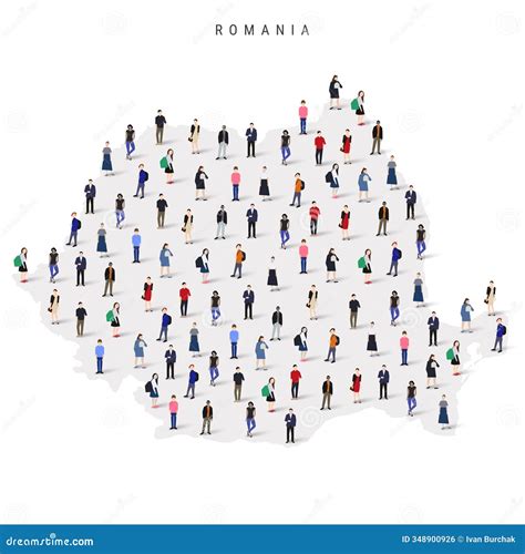 Romania Population Map. Large Group of People in a Shape of Romanian Map. Flat Vector ...