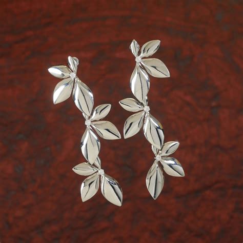 Korean Silver Plated Floral Dangler Earring – Tarohi Jewels - Parsva ...