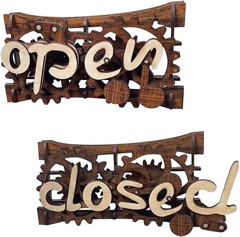 Buy Revolutionary Open-Closed Sign Board,Wooden Gear Mechanism ...