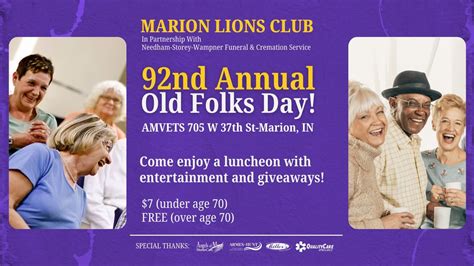 Marion Lions Club • 92nd Annual Old Folks Day!, 705 W 37th St, Marion ...