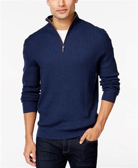 Tasso Elba Textured Quarter-Zip Sweater, Only at Macy's - Macy's | Mens ...