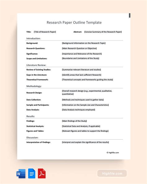 Research Paper Outline Template - Word | PDF | Google Docs - Highfile
