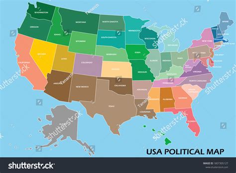 United States America Political Map Divide Stock Vector (Royalty Free ...
