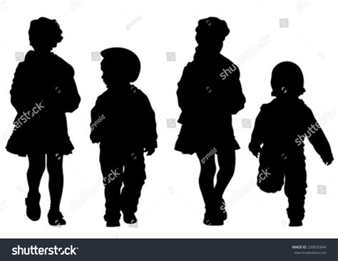 Silhouettes Little Girl Boy On White: เวกเตอร์สต็อก (ปลอดค่าลิขสิทธิ์) 239835844 | Shutterstock