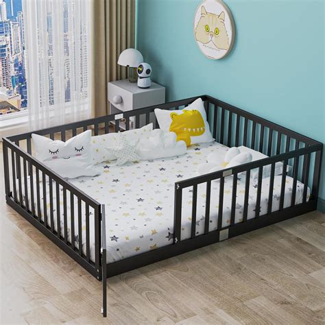 Amazon.com: PatioPerk Twin Size Floor Bed for Kids Wooden Toddler Floor ...