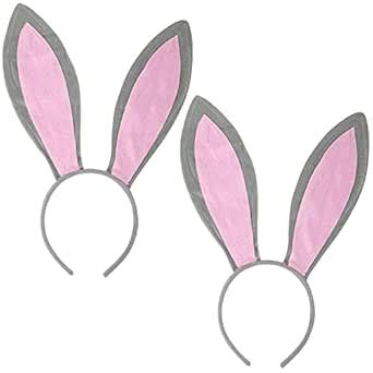 Buy Funcredible Easter Gray Bunny Ears Headband – Bendable Rabbit Ears ...