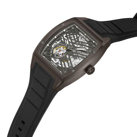 Buy Online Kenneth Cole Automatic Grey Dial With Black Silicone Strap ...