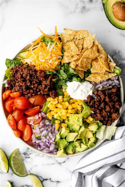 Ground Beef Taco Salad Recipe Taco Salad With Creamy Cilantro Dressing