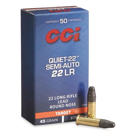 CCI Quiet-22 Semi-auto, .22LR, LRN, 45 Grain, 50 Rounds - 710860, .22lr ...