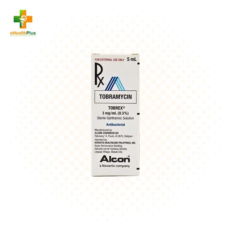 Tobrex (Tobramycin) 0.3% Eye Drops 5mL | eHealthPlus: Online Pharmacy & Healthcare Store | Delivery