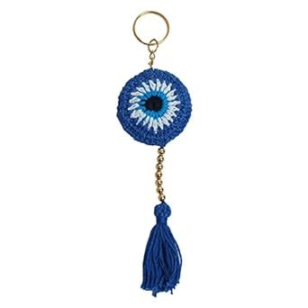 Hunar Tahzeeb Ka HTK Handmade Crochet Evil Eye Keychain (Blue & White ...