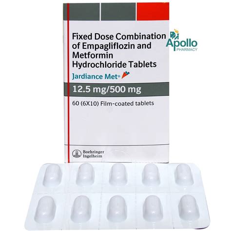 Jardiance Met 12.5 mg/500 mg Tablet 10's Price, Uses, Side Effects, Composition - Apollo Pharmacy