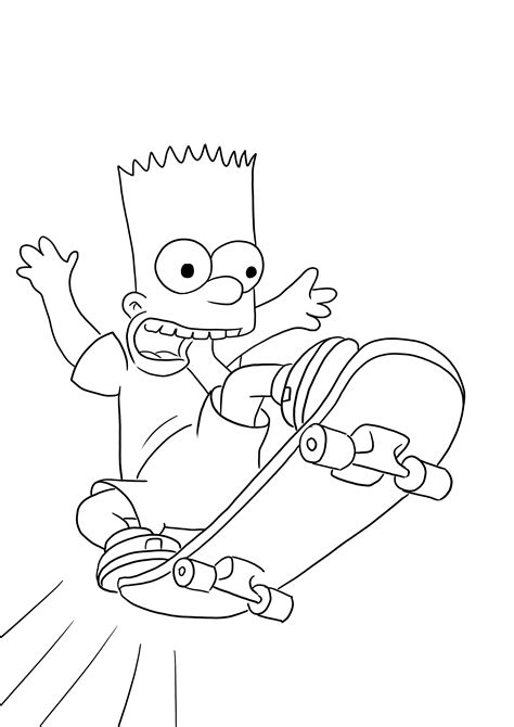Bart Simpson Skateboard Coloring Page