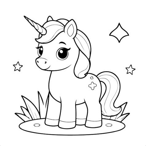 Leuke Eenhoorn kleurplaat voor kinderen | Premium AI-gegenereerde vector